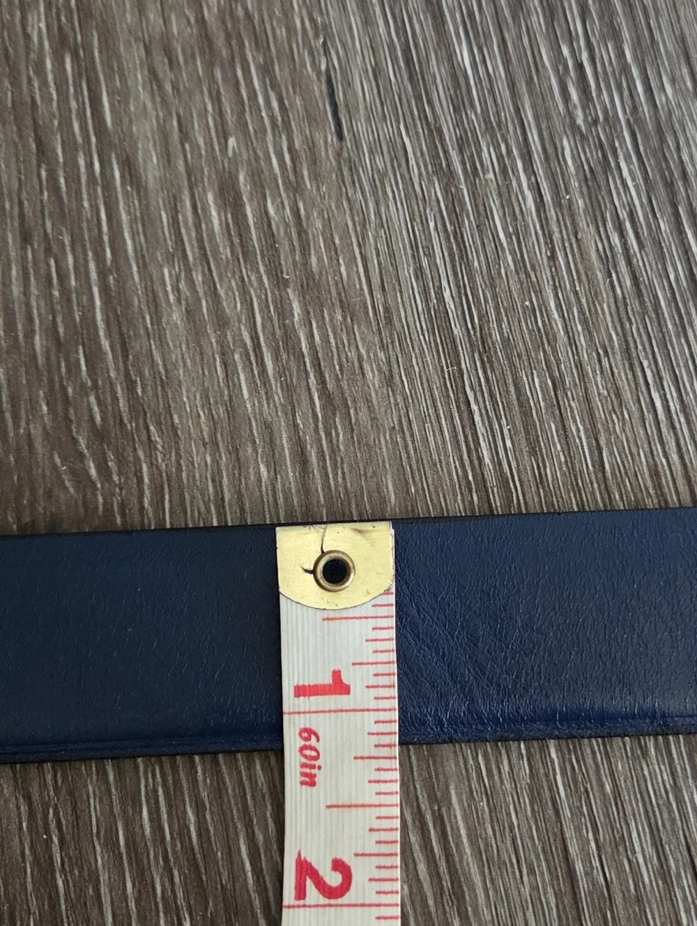 Vintage Navy Leather Belt with Gold Buckle